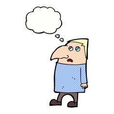 cartoon worried man with thought bubble N90