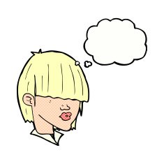 cartoon fashion haircut with thought bubble N10