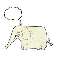 cartoon big elephant with thought bubble N2