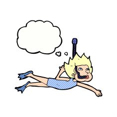 cartoon swimmer with snorkel thought bubble N9