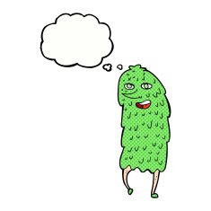 cartoon monster with thought bubble N47