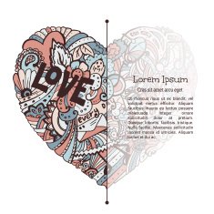 Valentine card template with doodle graphic colorful heart N2