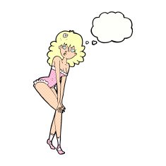 cartoon woman in lingerie with thought bubble N46