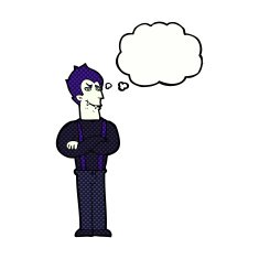 cartoon vampire with thought bubble N124