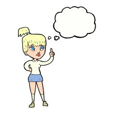 cartoon attractive girl with idea thought bubble N10