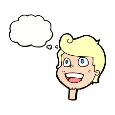cartoon happy face with thought bubble N52