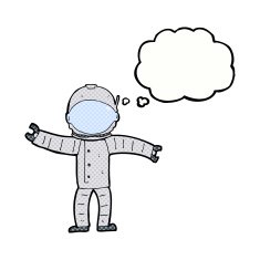 cartoon astronaut with thought bubble N113