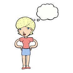 cartoon woman with hands on hips thought bubble N214