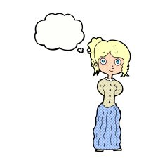 cartoon happy woman with thought bubble N249