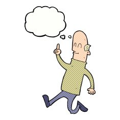 cartoon bald man with idea thought bubble N20