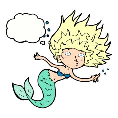 cartoon mermaid with thought bubble N62