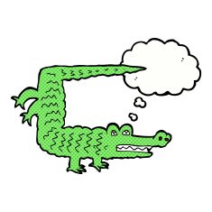 cartoon crocodile with thought bubble N38
