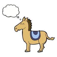 cartoon donkey with thought bubble N10