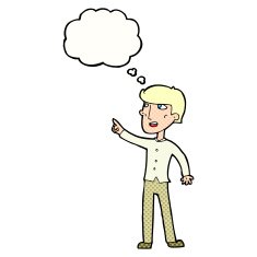 cartoon man pointing with thought bubble N188