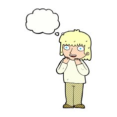 cartoon excited person with thought bubble N10