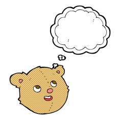cartoon teddy bear head with thought bubble N9