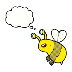 cartoon happy bee with thought bubble N20