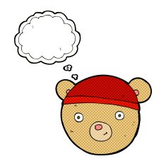 cartoon teddy bear head with thought bubble N10