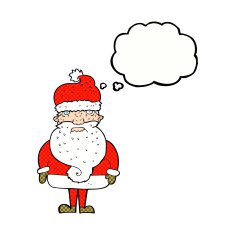 cartoon santa claus with thought bubble N188
