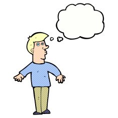 cartoon surprised man with thought bubble N133
