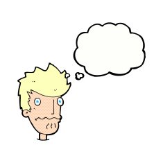 cartoon nervous man with thought bubble N135