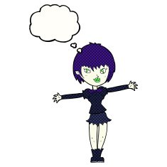 cartoon vampire girl with thought bubble N213