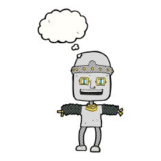 cartoon robot with thought bubble N170