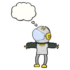 cartoon astronaut with thought bubble N115