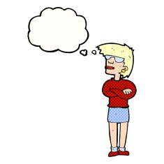 Cartoon Annoyed Woman With Thought Bubble N180