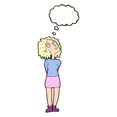 cartoon curious woman with thought bubble N52