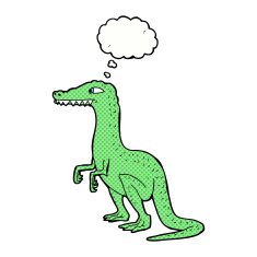 cartoon dinosaur with thought bubble N39