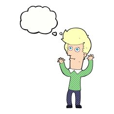 cartoon shocked man with thought bubble N108