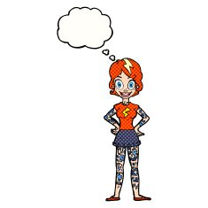 cartoon woman with heavy tattoos thought bubble N9