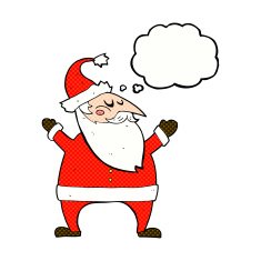 cartoon santa claus with thought bubble N191