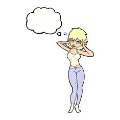 cartoon pretty woman with thought bubble N265