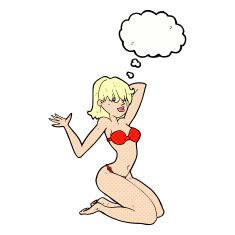 cartoon sexy bikini girl with thought bubble N10