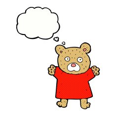 cartoon cute teddy bear with thought bubble N31