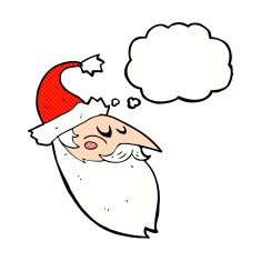 cartoon santa face with thought bubble N10