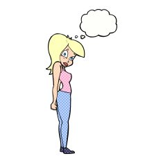 cartoon pretty woman with thought bubble N266