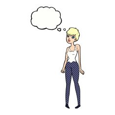 cartoon pretty woman with thought bubble N267