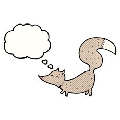 cartoon little wolf with thought bubble N22