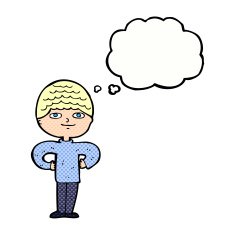 cartoon proud man with thought bubble N30