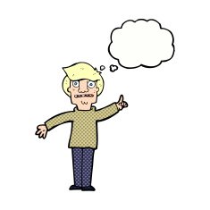 cartoon man asking question with thought bubble N47