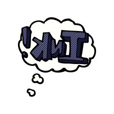 ink cartoon with thought bubble N2