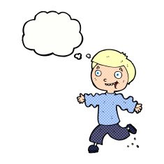 cartoon excited boy with thought bubble N143
