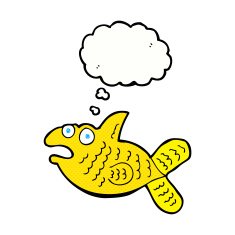 cartoon fish with thought bubble N90