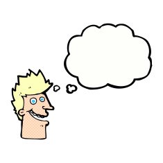 cartoon happy man face with thought bubble N16