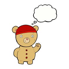 cartoon teddy bear with thought bubble N98