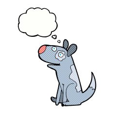 cartoon happy dog with thought bubble N82