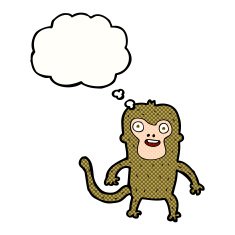 cartoon monkey with thought bubble N32